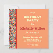 Oranje uitnodiging voor een Birthday-feest (Voorkant)