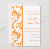 Oranje uitnodigingen tot bruiloft in Damask Weddin (Voorkant)