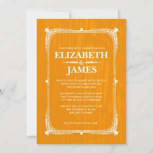 Oranje uitvindingen van het Rustic Barn Wood Weddi Kaart