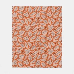 Oranje val bladeren & eikels patroon fleece deken