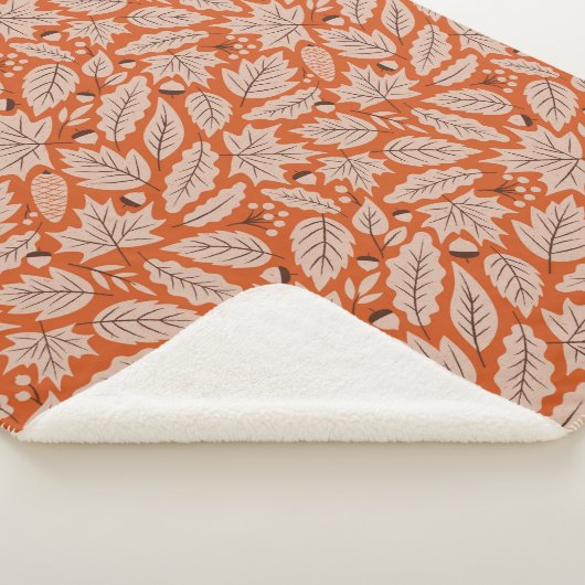 Oranje val bladeren & eikels patroon sherpa deken (3/4)