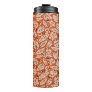 Oranje val bladeren & eikels patroon thermosbeker