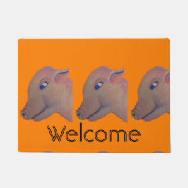oranje varkens verwelkomen mat