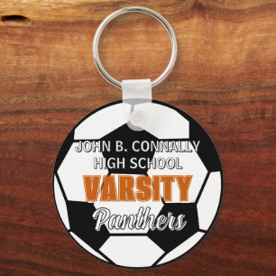 Oranje Varsity Voetbal Aangepaste Hoge School Sleutelhanger