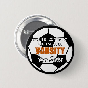 Oranje Varsity Voetbal Aangepaste Hoge School Spir Ronde Button 5,7 Cm