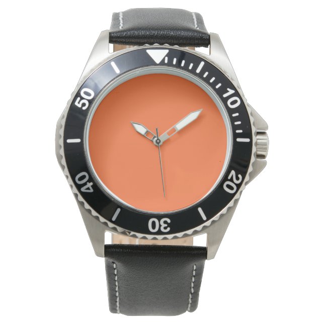 Oranje vaste kleuren verbranden horloge (Voorkant)