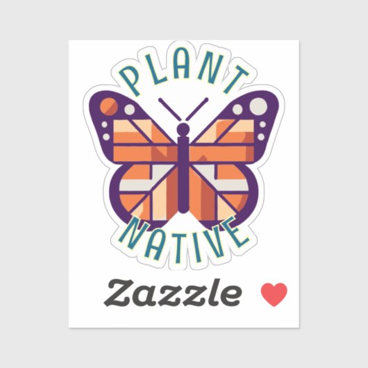 Oranje Vector Monarch Butterfly Plant Native Sticker (Vel)