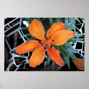 Oranje ventilator met achtergrond poster