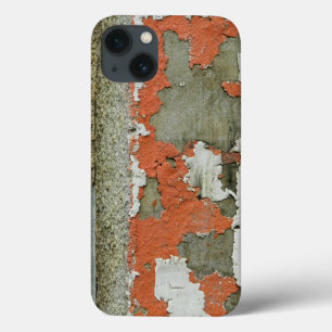 Oranje verf met grunge-schil op betonnen wand iPhone 13 hoesje