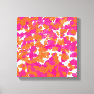 Oranje verfstreepjes met verfstekelroze blauwe ro canvas afdruk