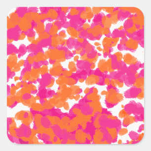 Oranje verfstreepjes met verfstekelroze blauwe ro vierkante sticker