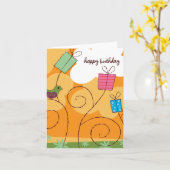 Oranje verjaardagskaart kaart (Gele Bloem)