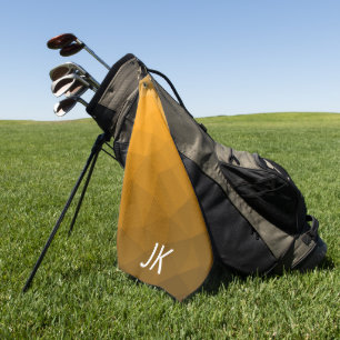 Oranje verloop geometrisch mesh patroon Monogram Golfhanddoek