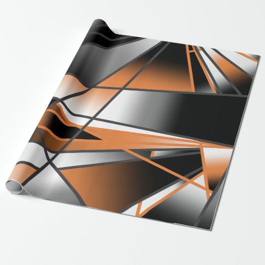 Oranje verloopkleur vulling mechanisch ontwerp cadeaupapier (Uitgerold)