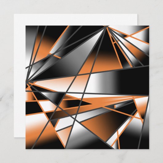 Oranje verloopkleur vulling mechanisch ontwerp feestdagenkaart (Voorkant / Achterkant)