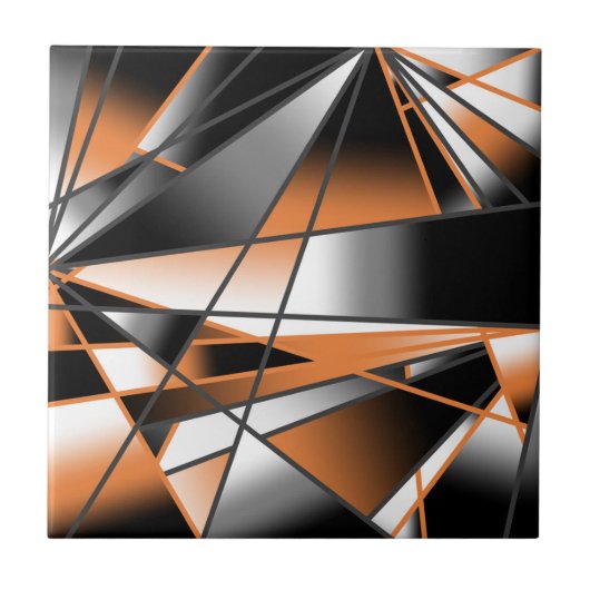 Oranje verloopkleur vulling mechanisch ontwerp tegeltje (Voorkant)