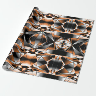 Oranje verloopkleur vulling mechanische tekening cadeaupapier