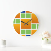 Oranje verloopvierkanten grote klok (Huis)