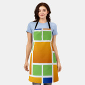 Oranje verloopvierkanten schort (Gedragen)