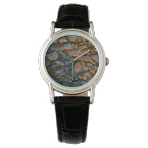 Oranje versteende dinosaurusbot horloge