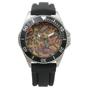 Oranje versteende dinosaurusbot horloge