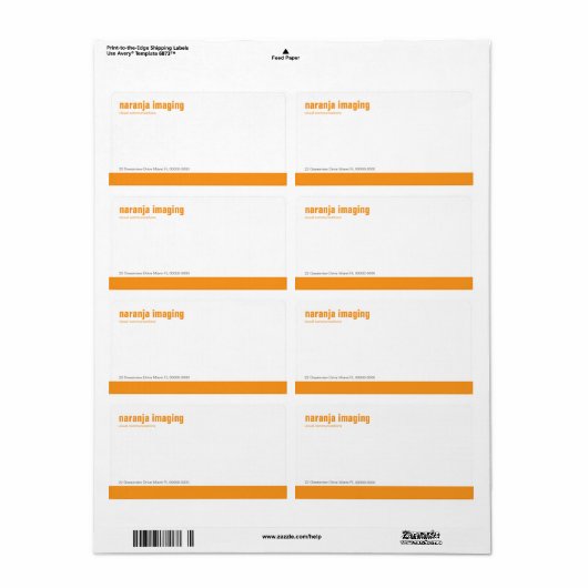 Oranje Verzendlabel Basislijnpaneel (Full Sheet)