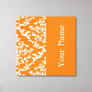 Oranje Vet Damasje met naam @ Emporiomoffa Canvas Afdruk