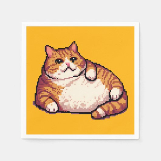 Oranje vet kat meme pixel art servet (Voorkant)