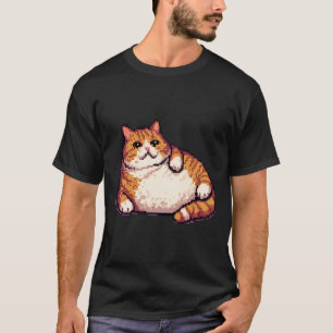 Oranje vet kat meme pixel art t-shirt