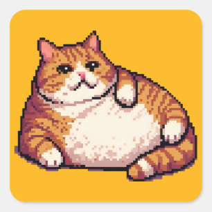 Oranje vet kat meme pixel art vierkante sticker
