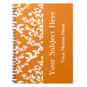Oranje Vet Mod Damask met aangepaste tekst Notitieboek