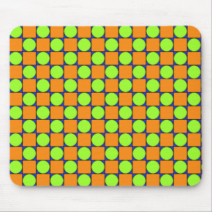Oranje vierkant & groen cirkelpatroon muismat
