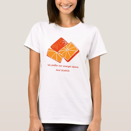Oranje vierkantjes t-shirt (Voorkant)