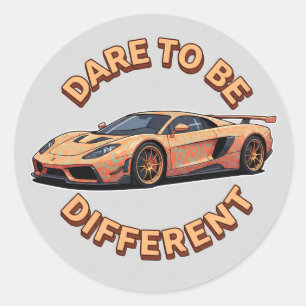 Oranje Vintage Auto Ronde Sticker
