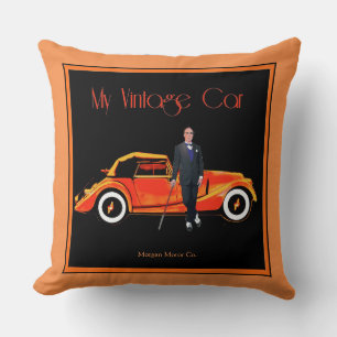 Oranje Vintage Sportauto Worpkussen Kussen
