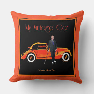 Oranje Vintage Sportauto Worpkussen Kussen