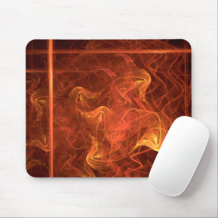 Oranje vlammen boven zwart Abstract kunstwerk Muismat