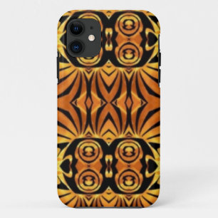 oranje vlammen Inheems totempaal stampatroon iPhone 11 Hoesje