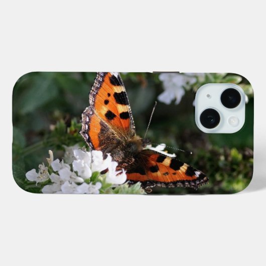 Oranje vlinder en witte bloesems Case-Mate iPhone case (Achterkant (horizontaal))