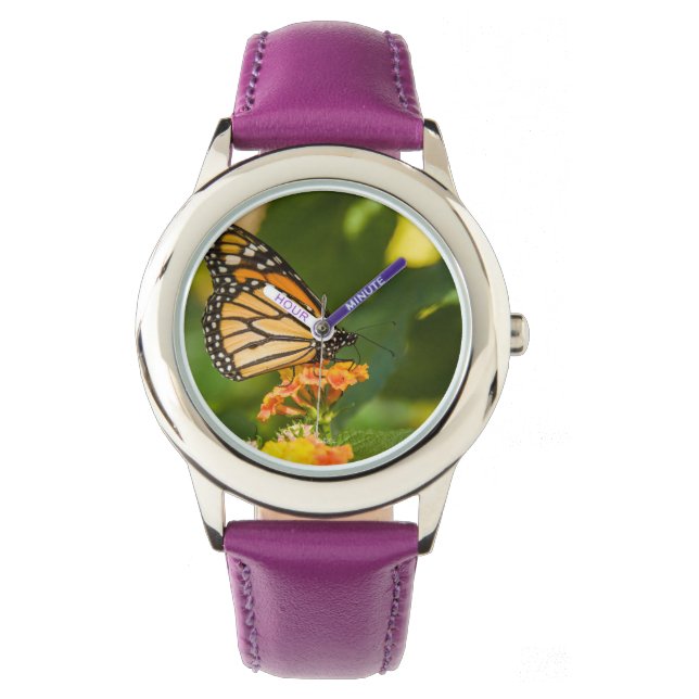 Oranje vlinder horloge (Voorkant)