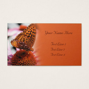 Oranje vlinder op de Natuur van de ventilator Visitekaartje
