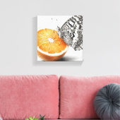 Oranje vlindermuurkunst canvas afdruk (Insitu (Woonkamer))