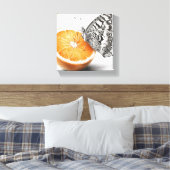 Oranje vlindermuurkunst canvas afdruk (Insitu (Slaapkamer))