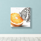 Oranje vlindermuurkunst canvas afdruk (Insitu (Houten vloer))
