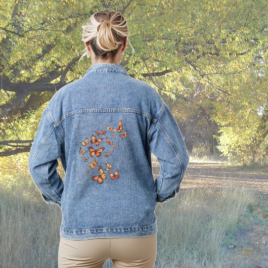 Oranje vlinders flocking denim jacket
