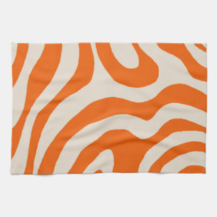 Oranje Vloeibare Swirl Flow Groovy Stripe Y2K Patr Theedoek