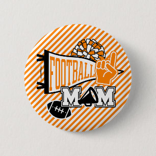 Oranje voetbalmoeder ronde button 5,7 cm