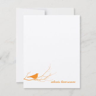 Oranje vogel op de tak van de ecru - dank u voor u kaart