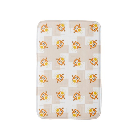 Oranje vogelpatroon badmat (Voorkant Verticaal)