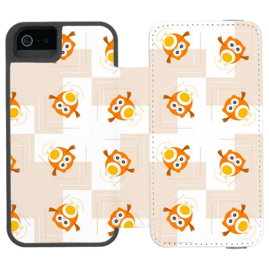 Oranje vogelpatroon incipio iPhone portemonnee hoesje (Agenda Open)